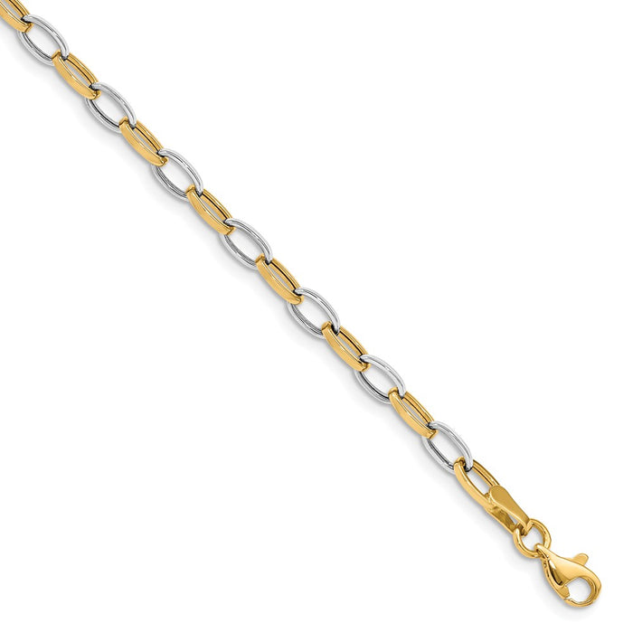 Million Charms 14k Two-tone Polished Open Link Bracelet, Chain Length: 7.25 inches