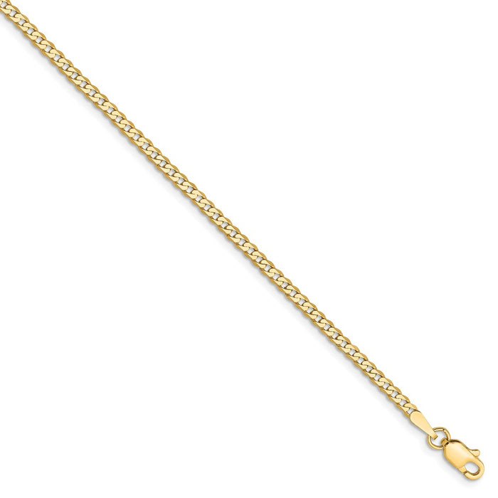 Million Charms 14k Yellow Gold 2.2mm Beveled Curb Chain, Chain Length: 7 inches