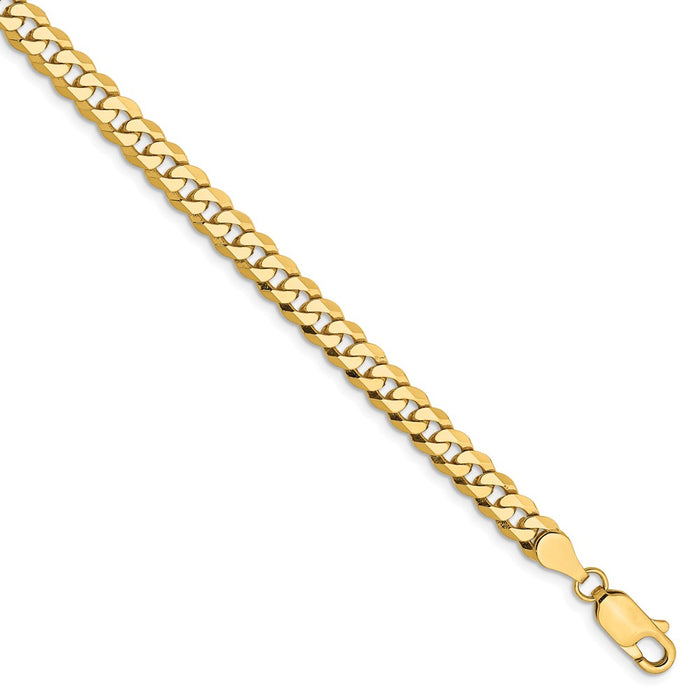 Million Charms 14k Yellow Gold 4.75mm Beveled Curb Chain, Chain Length: 9 inches