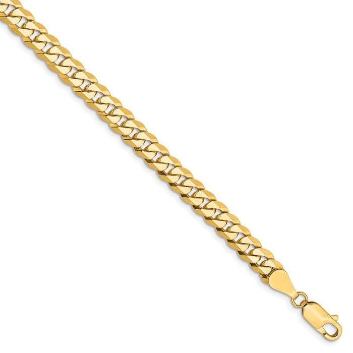 Million Charms 14k Yellow Gold 5.75mm Beveled Curb Chain, Chain Length: 8 inches