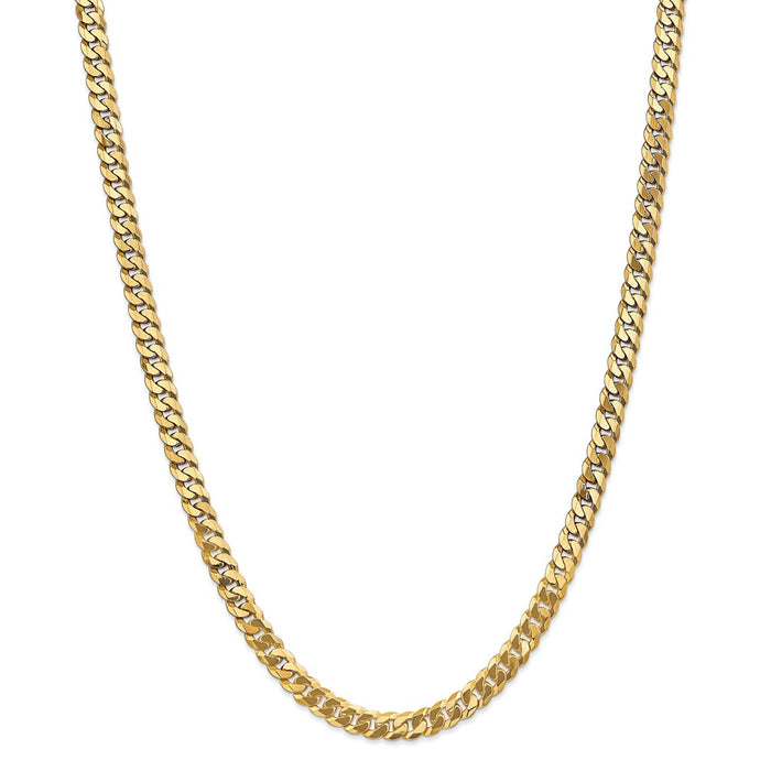 Million Charms 14k Yellow Gold, Necklace Chain, 6.25mm Beveled Curb Chain, Chain Length: 26 inches