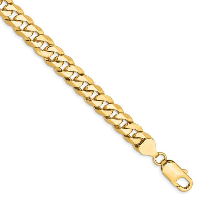 Million Charms 14k Yellow Gold 8mm Beveled Curb Chain, Chain Length: 8 inches