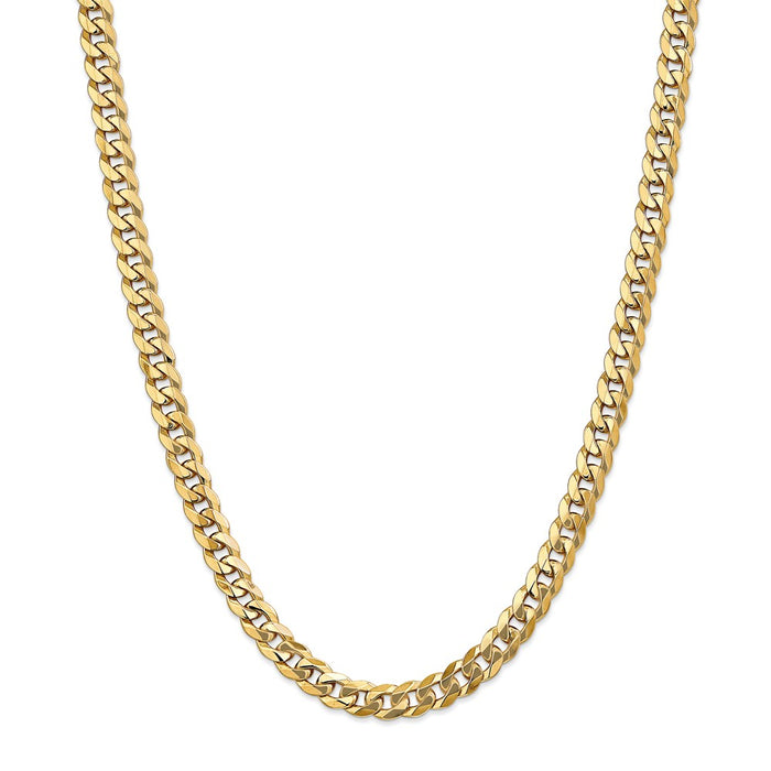 Million Charms 14k Yellow Gold, Necklace Chain, 8mm Beveled Curb Chain, Chain Length: 26 inches