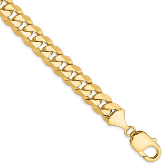 Million Charms 14k Yellow Gold 9.5mm Beveled Curb Chain, Chain Length: 8 inches
