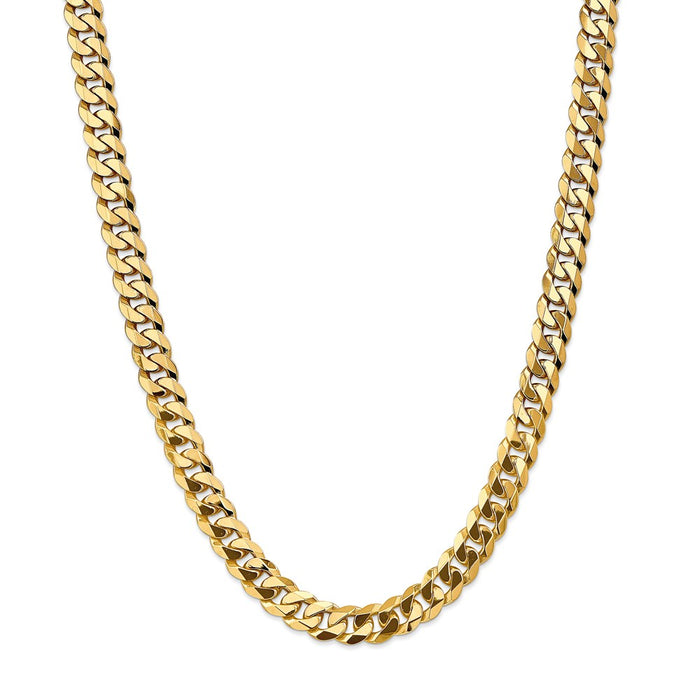 Million Charms 14k Yellow Gold, Necklace Chain, 9.5mm Beveled Curb Chain, Chain Length: 26 inches