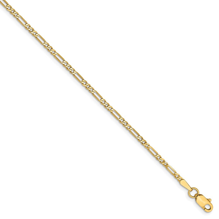 Million Charms 14k Yellow Gold 1.80mm Flat Figaro Chain, Chain Length: 9 inches