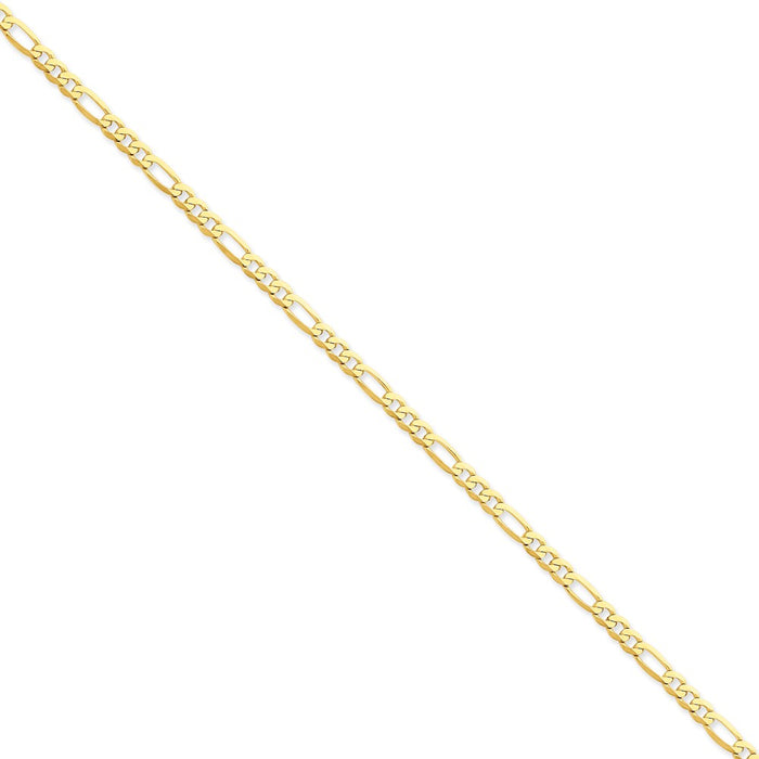 Million Charms 14k Yellow Gold 4mm Flat Figaro Chain, Chain Length: 7 inches