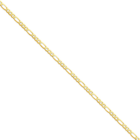 Million Charms 14k Yellow Gold 4mm Flat Figaro Chain, Chain Length: 8 inches