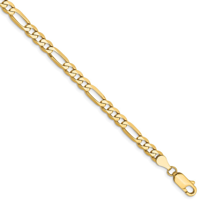 Million Charms 14k Yellow Gold 4.75mm Flat Figaro Chain, Chain Length: 8 inches