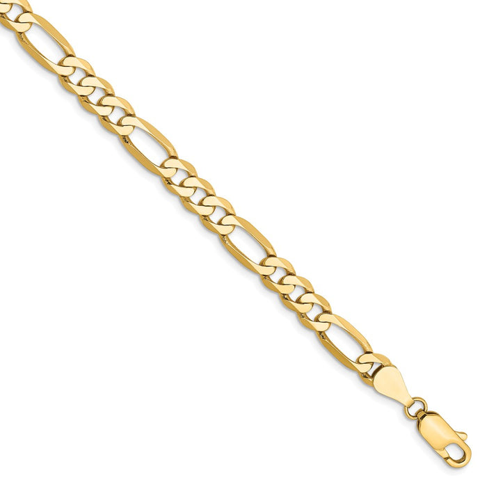 Million Charms 14k Yellow Gold 5.25mm Flat Figaro Chain, Chain Length: 8 inches
