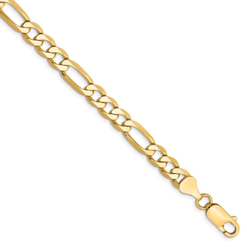 Million Charms 14k Yellow Gold 6.25mm Flat Figaro Chain, Chain Length: 9 inches
