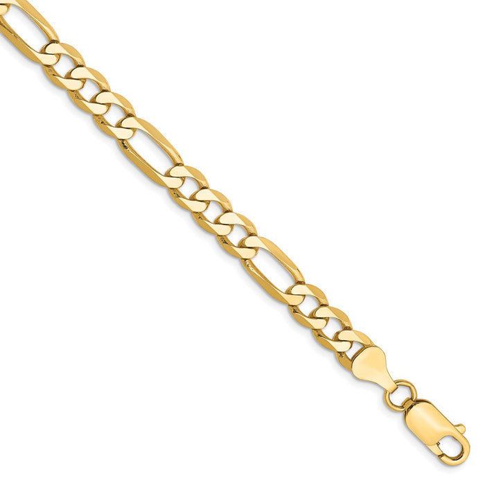 Million Charms 14k Yellow Gold 6.25mm Flat Figaro Chain, Chain Length: 8 inches