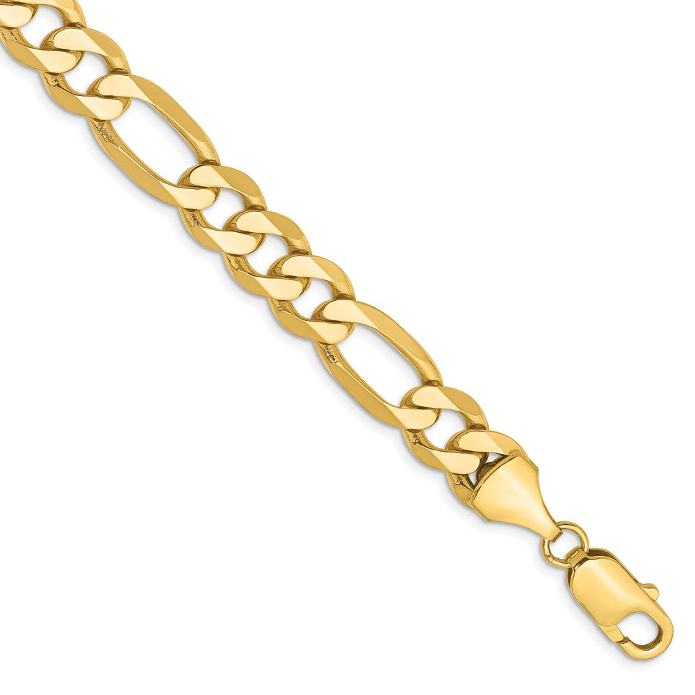 Million Charms 14k Yellow Gold 8.75mm Flat Figaro Chain, Chain Length: 8 inches