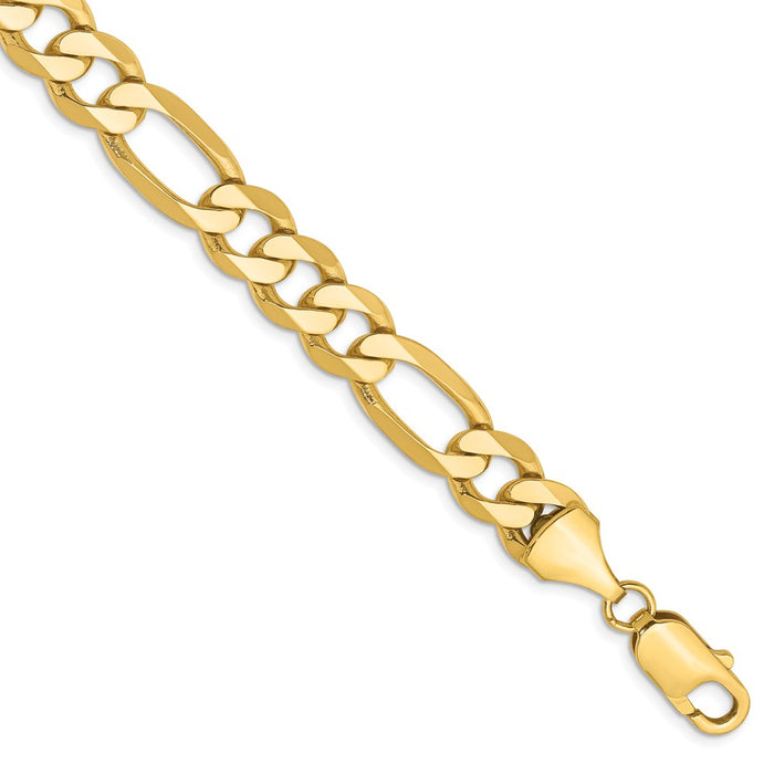 Million Charms 14k Yellow Gold 8.75mm Flat Figaro Chain, Chain Length: 8 inches
