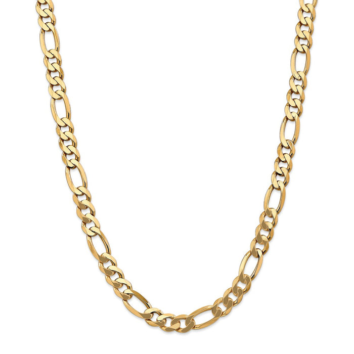 Million Charms 14k Yellow Gold, Necklace Chain, 8.75mm Flat Figaro Chain, Chain Length: 26 inches