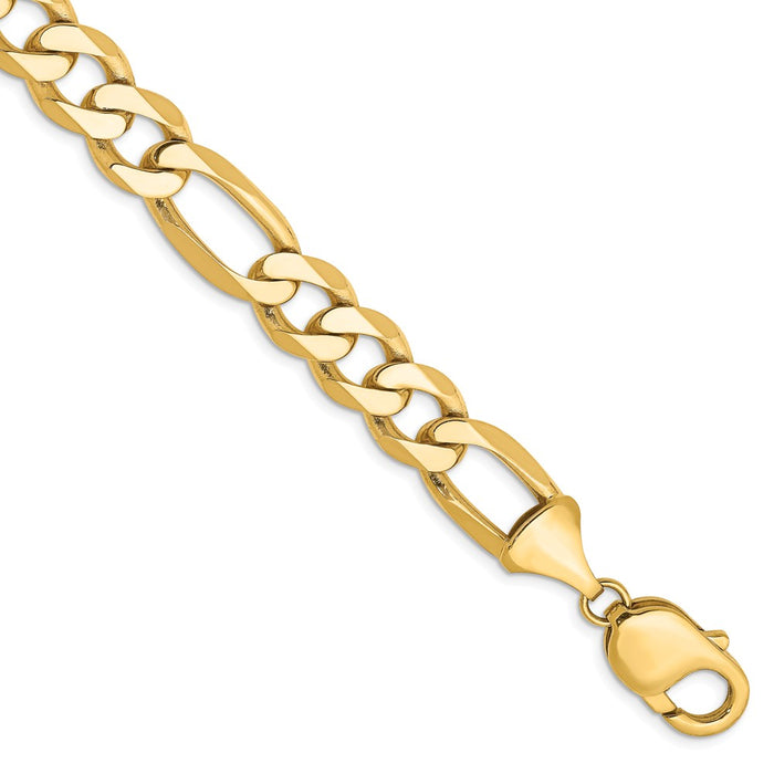 Million Charms 14k Yellow Gold 10mm Flat Figaro Chain, Chain Length: 8 inches