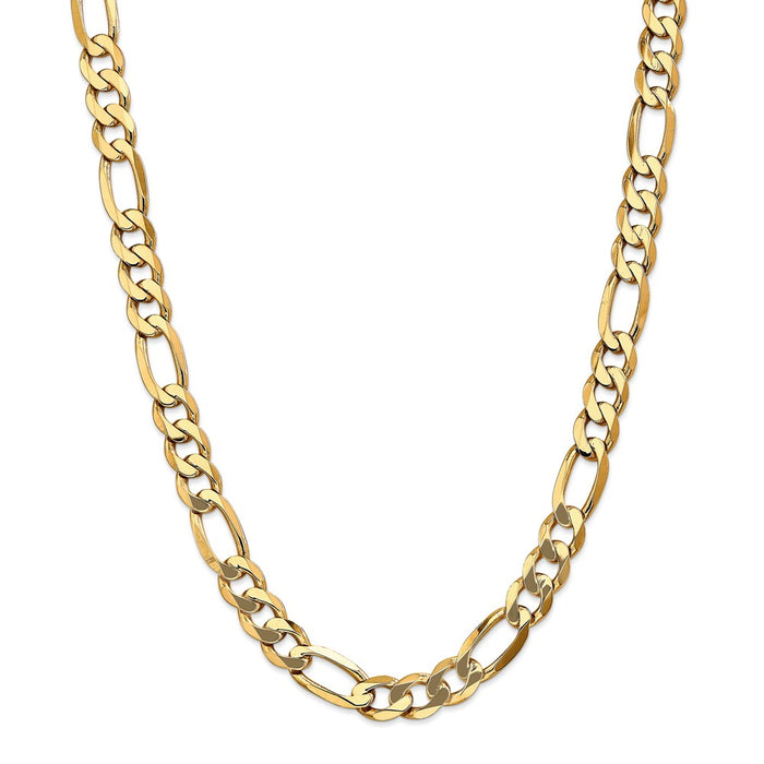 Million Charms 14k Yellow Gold, Necklace Chain, 10mm Flat Figaro Chain, Chain Length: 26 inches