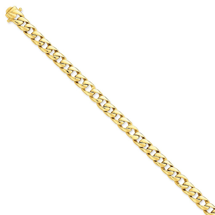 Million Charms 14k Yellow Gold 8mm Solid Hand-Polished Curb Link Chain, Chain Length: 9 inches