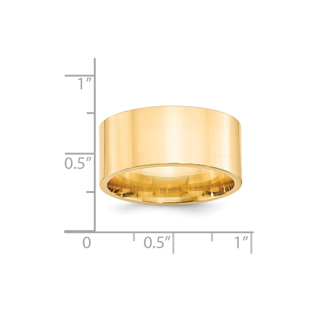 14k Yellow Gold 10mm Standard Flat Comfort Fit Wedding Band Size 8