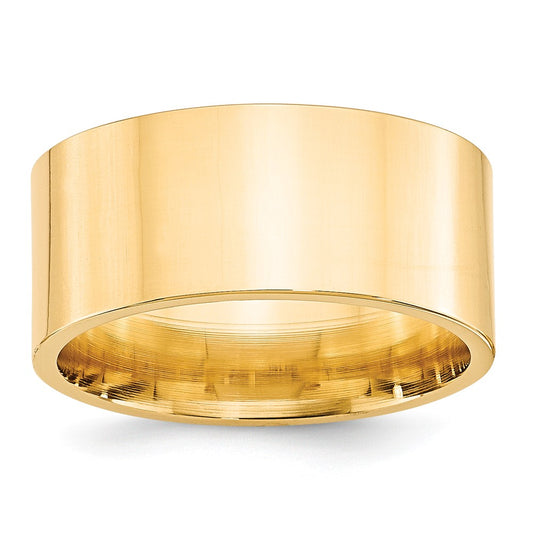 14k Yellow Gold 10mm Standard Flat Comfort Fit Wedding Band Size 4.5
