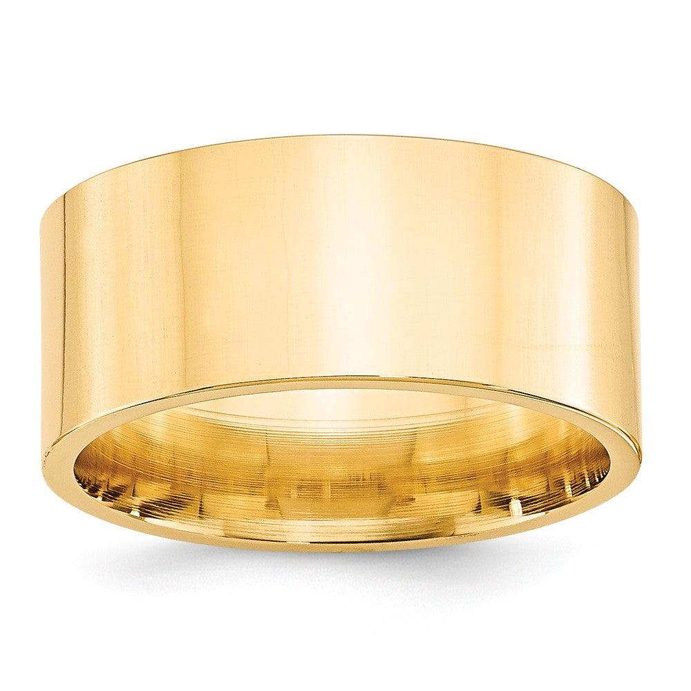 14k Yellow Gold 10mm Standard Flat Comfort Fit Wedding Band Size 9.5