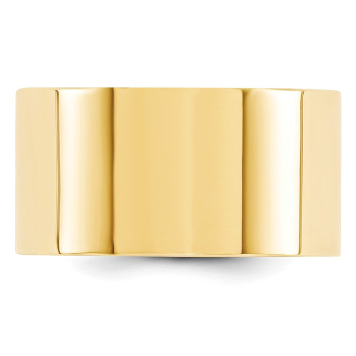 14k Yellow Gold 12mm Standard Flat Comfort Fit Wedding Band Size 5