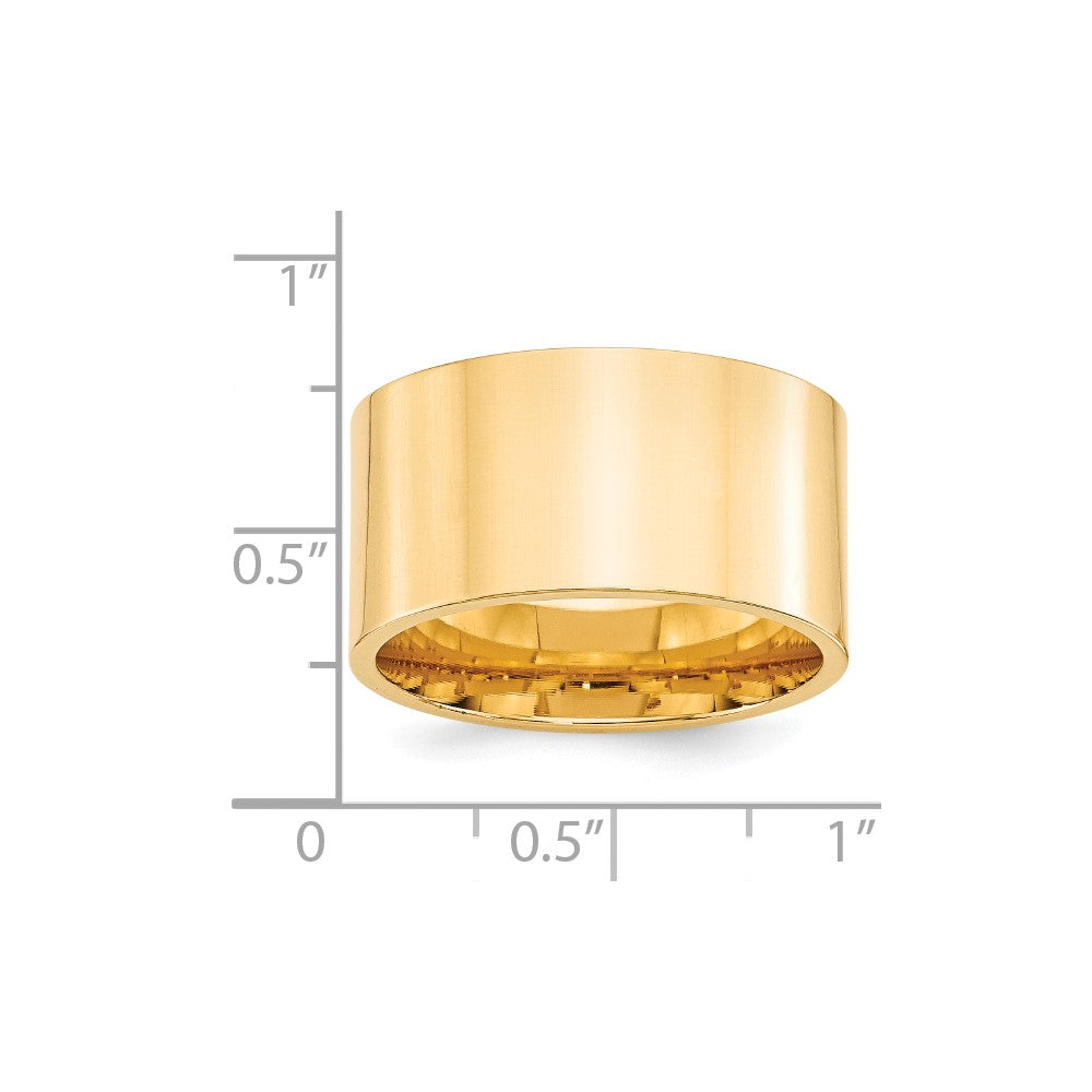 14k Yellow Gold 12mm Standard Flat Comfort Fit Wedding Band Size 12.5