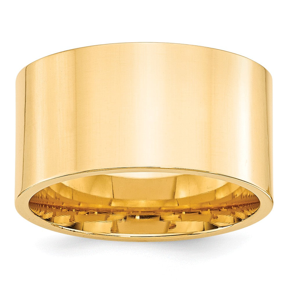 14k Yellow Gold 12mm Standard Flat Comfort Fit Wedding Band Size 10