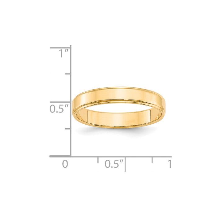 14k Yellow Gold 4mm Flat with Step Edge Wedding Band Size 9