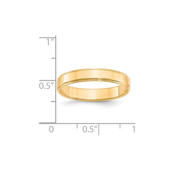 14k Yellow Gold 4mm Flat with Step Edge Wedding Band Size 5.5