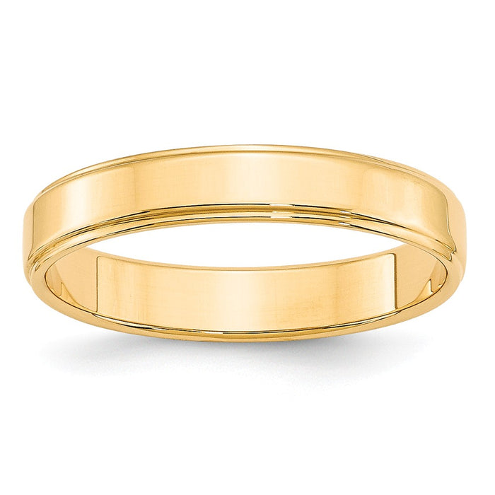 14k Yellow Gold 4mm Flat with Step Edge Wedding Band Size 6.5