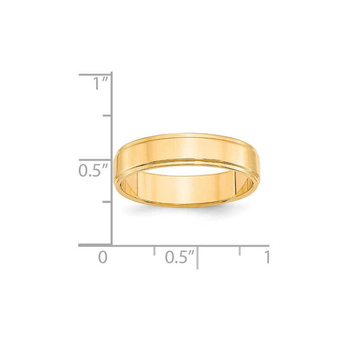 14k Yellow Gold 5mm Flat with Step Edge Wedding Band Size 4.5