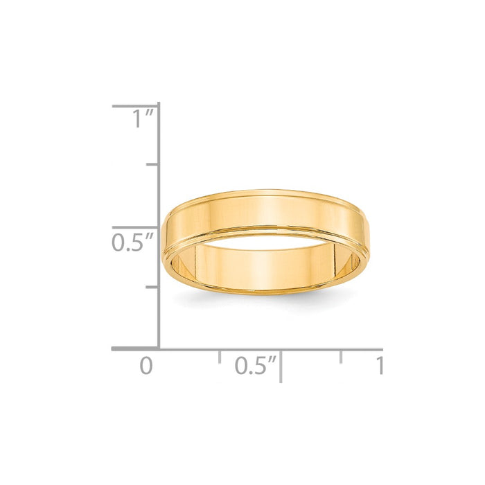 14k Yellow Gold 5mm Flat with Step Edge Wedding Band Size 9.5