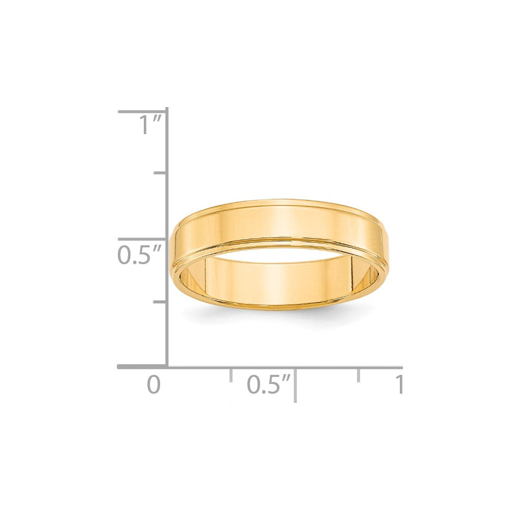 14k Yellow Gold 5mm Flat with Step Edge Wedding Band Size 9