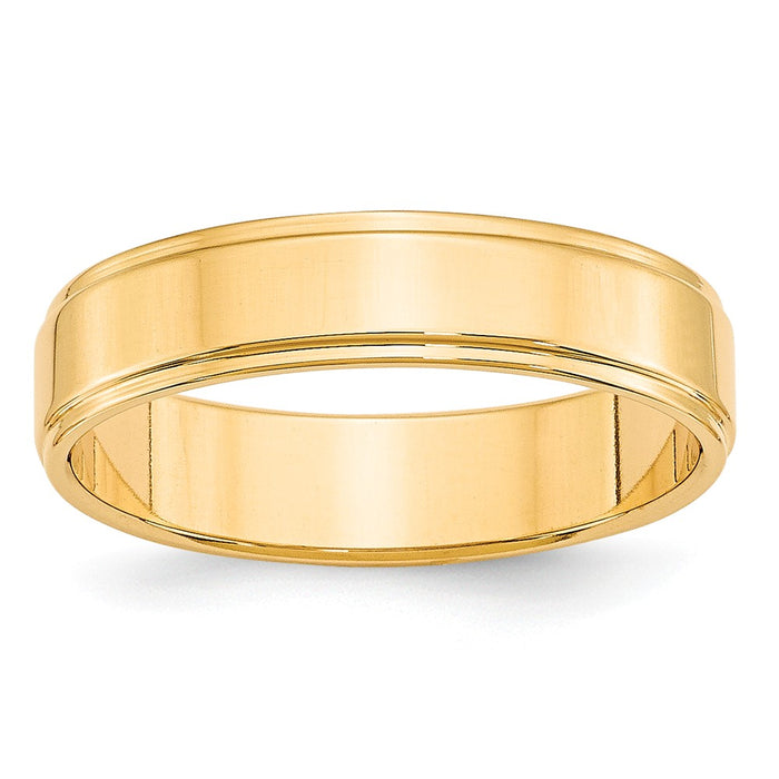 14k Yellow Gold 5mm Flat with Step Edge Wedding Band Size 12.5