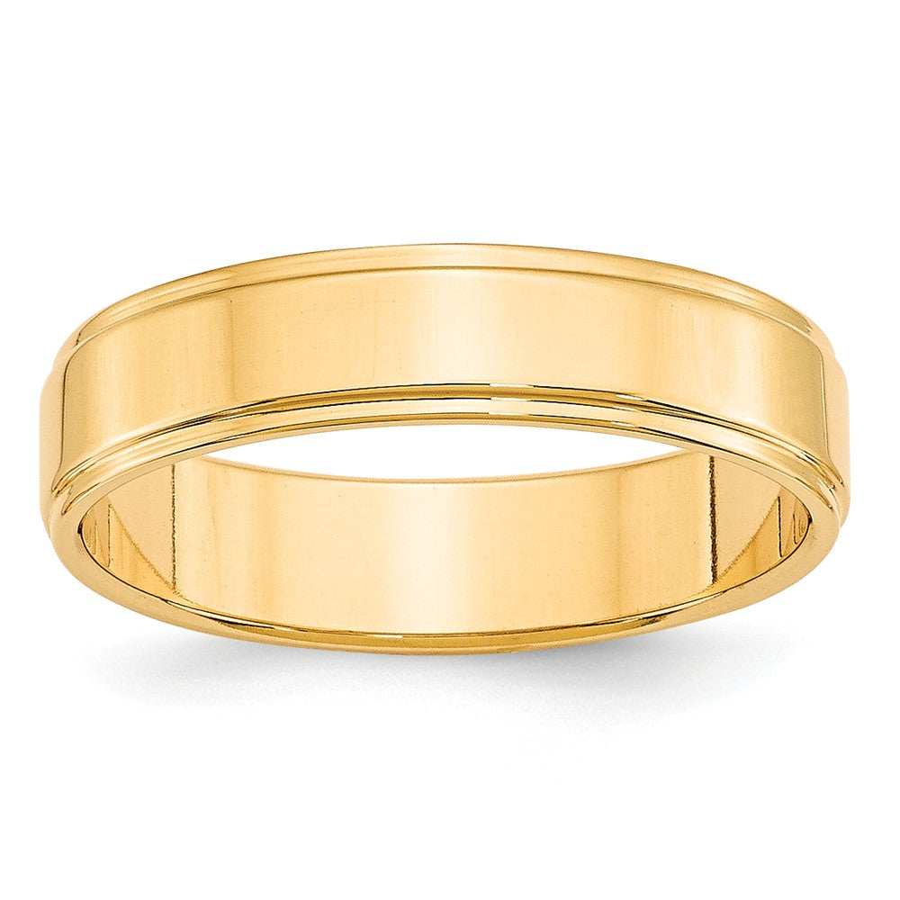 14k Yellow Gold 5mm Flat with Step Edge Wedding Band Size 13
