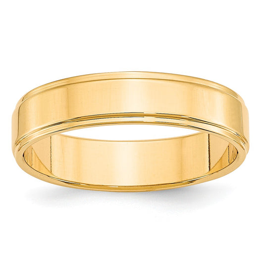 14k Yellow Gold 5mm Flat with Step Edge Wedding Band Size 11