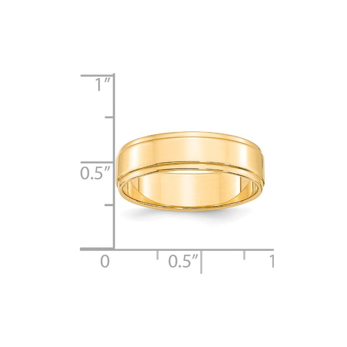 14k Yellow Gold 6mm Flat with Step Edge Wedding Band Size 4