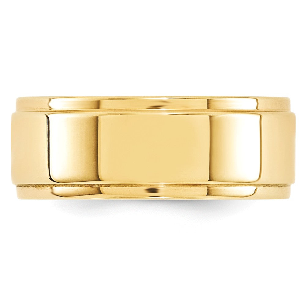 14k Yellow Gold 8mm Flat with Step Edge Wedding Band Size 7.5
