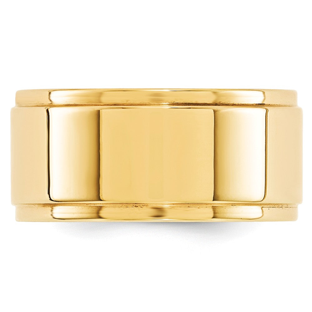 14k Yellow Gold 10mm Flat with Step Edge Wedding Band Size 9.5