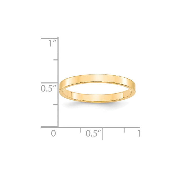 14k Yellow Gold 2.5mm LTW Flat Wedding Band Size 10.5