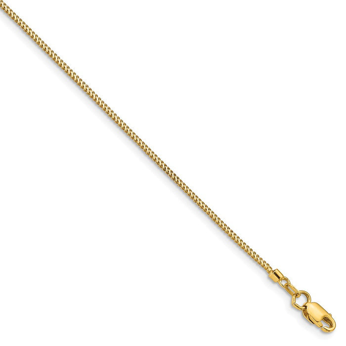 Million Charms 14k Yellow Gold .9mm Solid Polished Franco Chain, Chain Length: 7 inches