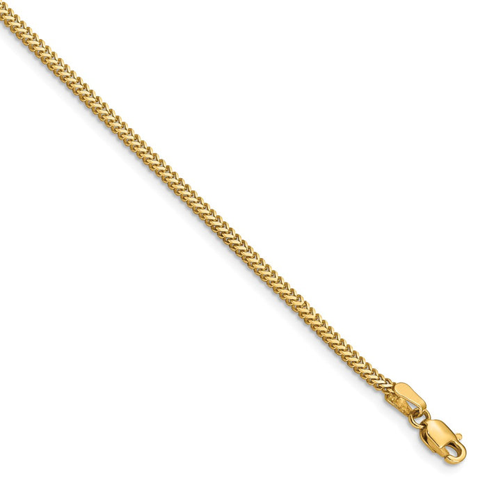 Million Charms 14k Yellow Gold 1.4mm Franco Chain, Chain Length: 7 inches