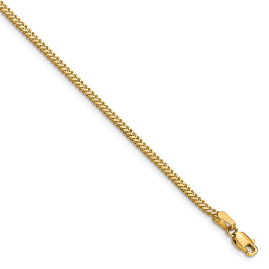 Million Charms 14k Yellow Gold 1.4mm Franco Chain, Chain Length: 8 inches