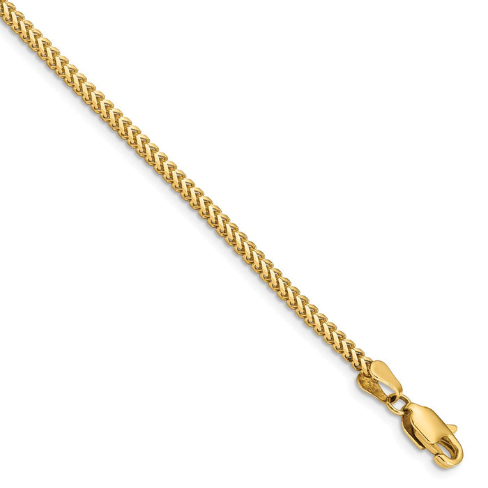 Million Charms 14k Yellow Gold 2.0mm Franco Chain, Chain Length: 7 inches