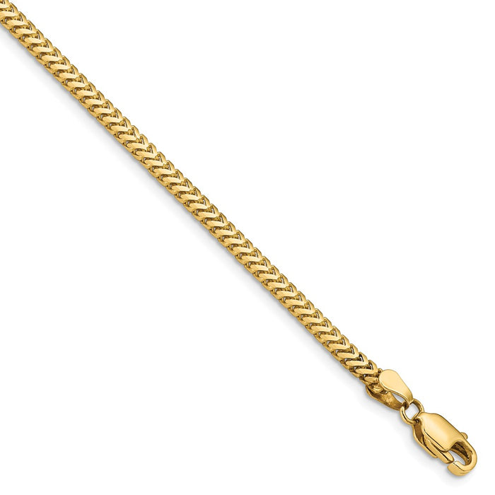 Million Charms 14k Yellow Gold 2.3mm Franco Chain, Chain Length: 7 inches