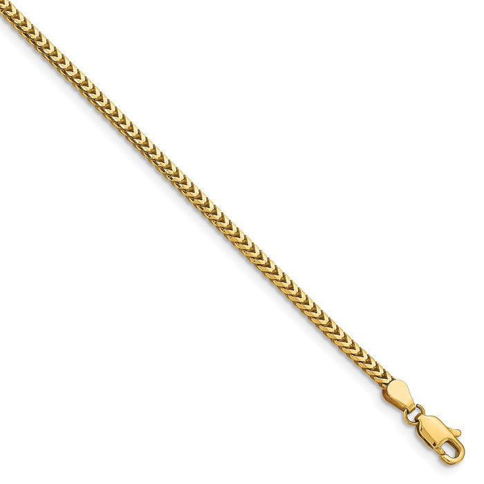 Million Charms 14k Yellow Gold 2.5mm Franco Chain, Chain Length: 7 inches