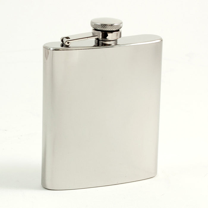 Occasion Gallery Silver Color 7 oz. Stainless Steel Mirror Finish Flask with Captive Cap and Durable Rubber Seal. 3.75 L x 0.75 W x 5.25 H in.