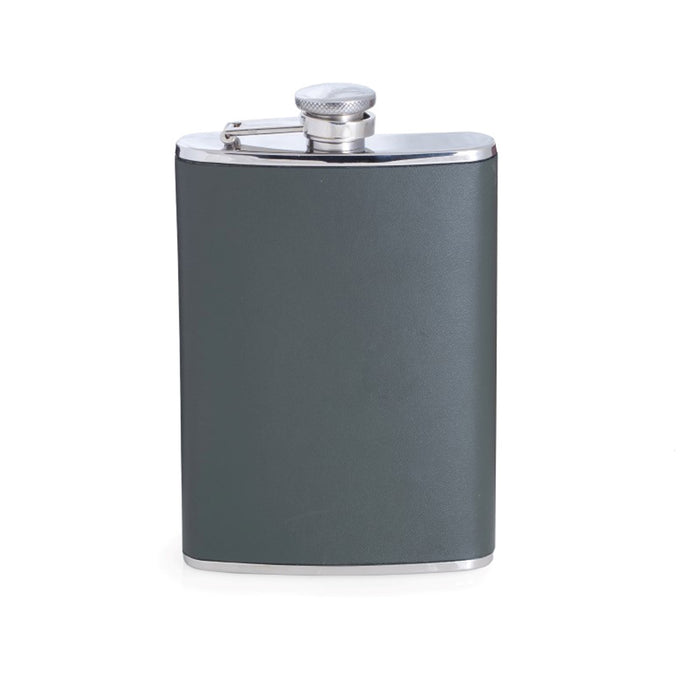 Occasion Gallery Forest Green/Silver Color 8 oz. Stainless Steel Forest Green Leather Flask with Captive Cap and Durable Rubber Seal. 3.5 L x 0.75 W x 6 H in.
