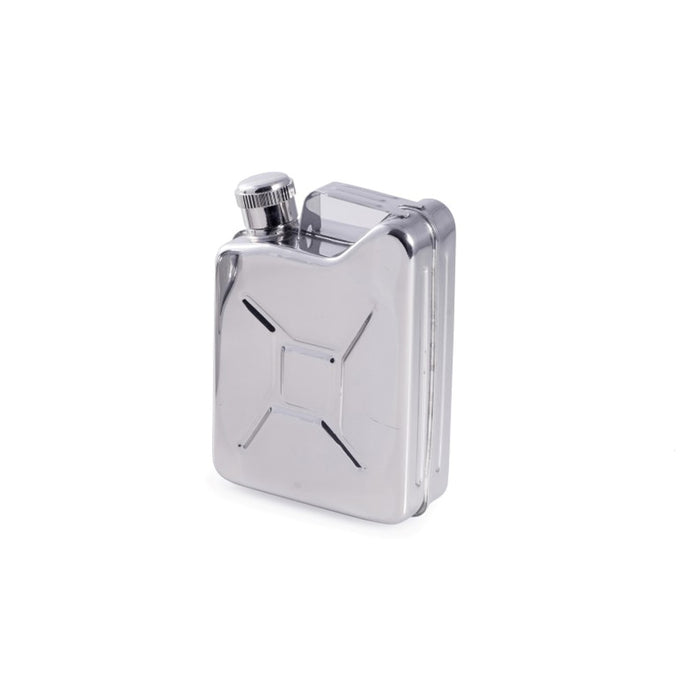 Occasion Gallery Silver Color 6 oz. Stainless Steel "Jerry Can" Flask. 3.75 L x 1 W x 5.35 H in.